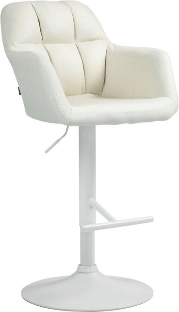 DELUKE Barhocker TUBEL in Creme Weiß, höhenverstellbarer Barstuhl mit Lehne, drehbar, Stoff und Metall, B/T/H: 57 x 59 x 97 cm - Bild 1