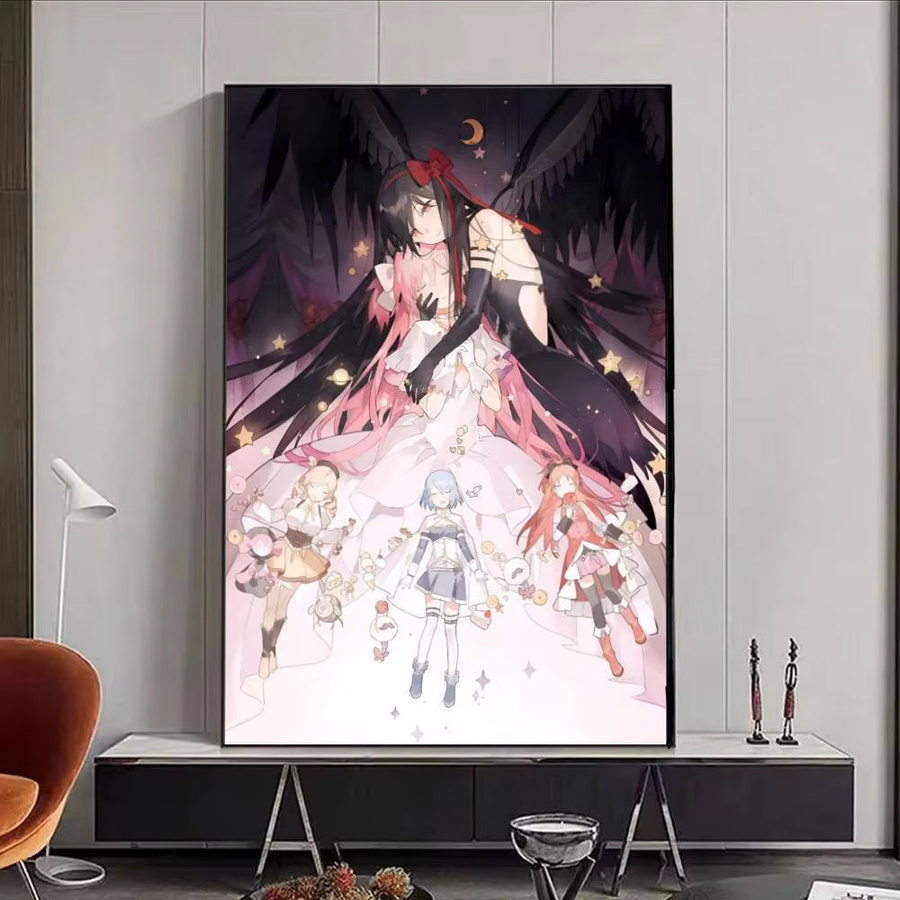 Selbstklebender Manga-Papierposter Puella Magi Madoka Magica in Pink und Multicolour, Wandkunst für dein Zuhause, B/H: 15 x 15 cm - Bild 5