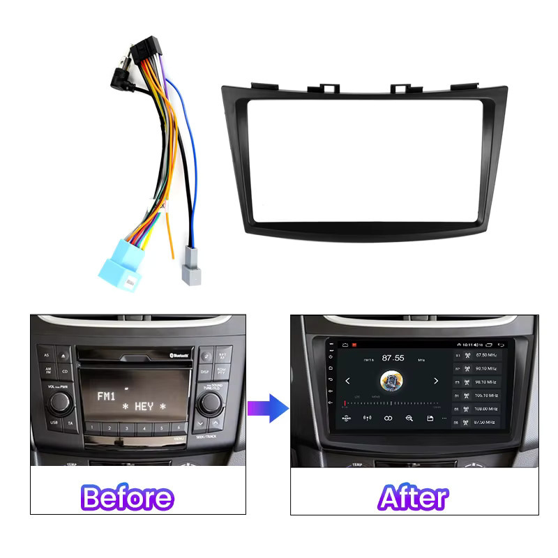 Navifly Multimedia Head Unit Rahmen Fascia Adapter mit Canbus Box Decoder für Suzuki Swift 4 (2011–2016), 9 Zoll, Schwarz - Bild 3