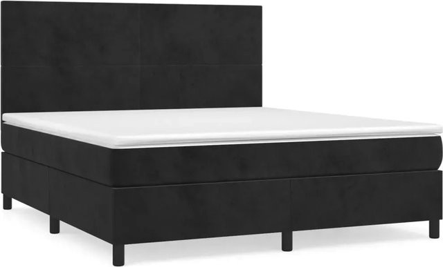 vidaXL Boxspringbett mit Matratze in Schwarz aus Samt, Hybrid-Modell mit Taschenfederkern, B/T: 180 x 200 cm - Bild 1