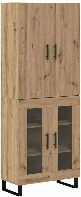 vidaXL Highboard 2-teilig Artisan-Eiche aus Engineered Wood und Glas, Farbe Braun, B/T/H: 180 x 34 x 69,5 cm - Bild 1