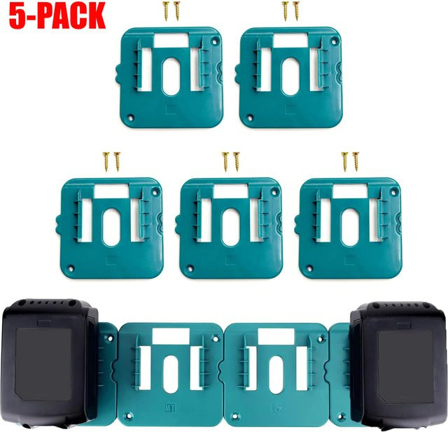 Makita Wandmontage Batteriehalter Aufbewahrungsregal für 14,4 V und 18 V Lithium-Batterien BL1860 BL1850 BL1840 BL1830 5er-Pack - Bild 1