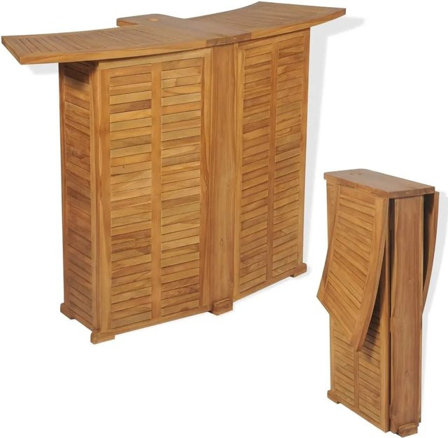 vidaXL Klappbarer Bartisch aus Teakholz in Braun, B/T/H: 155 x 53 x 105 cm - Bild 1