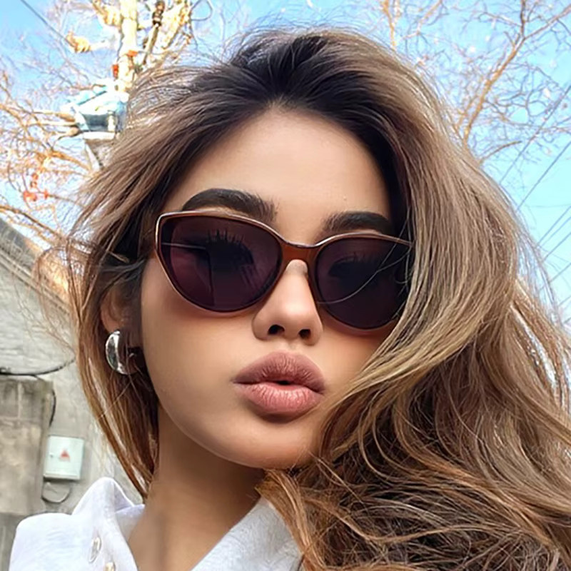 Samjune Cat-Eye Sonnenbrille für Damen, Vollrand, braun, Kunststoff - Bild 2