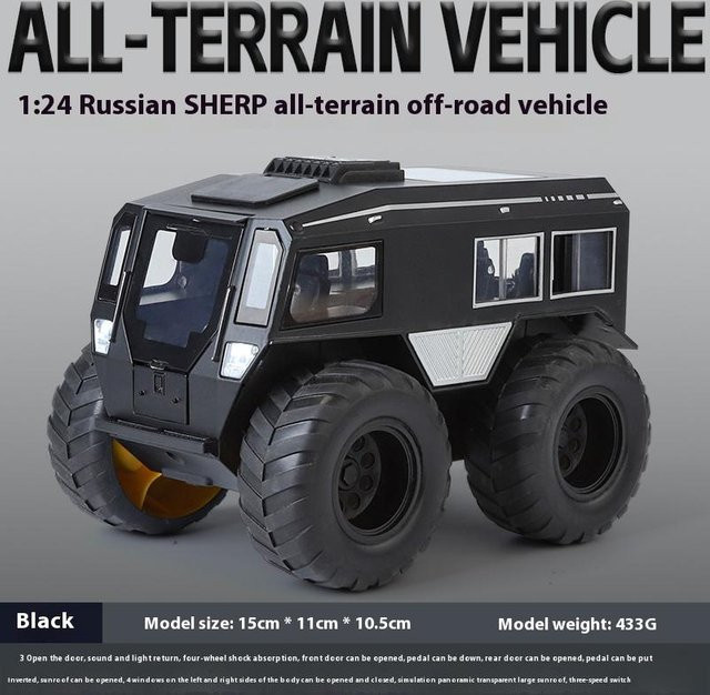 Linyi toy car Russische Sherp All-Terrain Offroad-Fahrzeug, 1:24, Metall, Sound & Licht, ab 14 Jahre - Bild 1