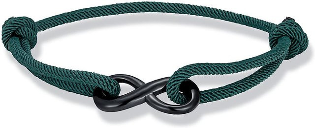 Unendlichkeitsarmband, geflochtenes Seilarmband, schwarzer Edelstahl, grün, Unisex - Bild 1