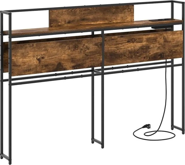 vidaXL Stauraum-Kopfteil mit Regal in Räuchereiche, Farbe Braun, Modernes Design aus Holzwerkstoff - Bild 1