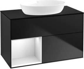 V&B Waschtischunterschrank Finion 100 in Blau lackiert mit weißem Regal - Bild 1