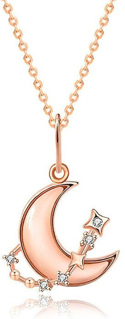 Halskette S925 Sterlingsilber, Stern-Mond, Damen, beige - Bild 1