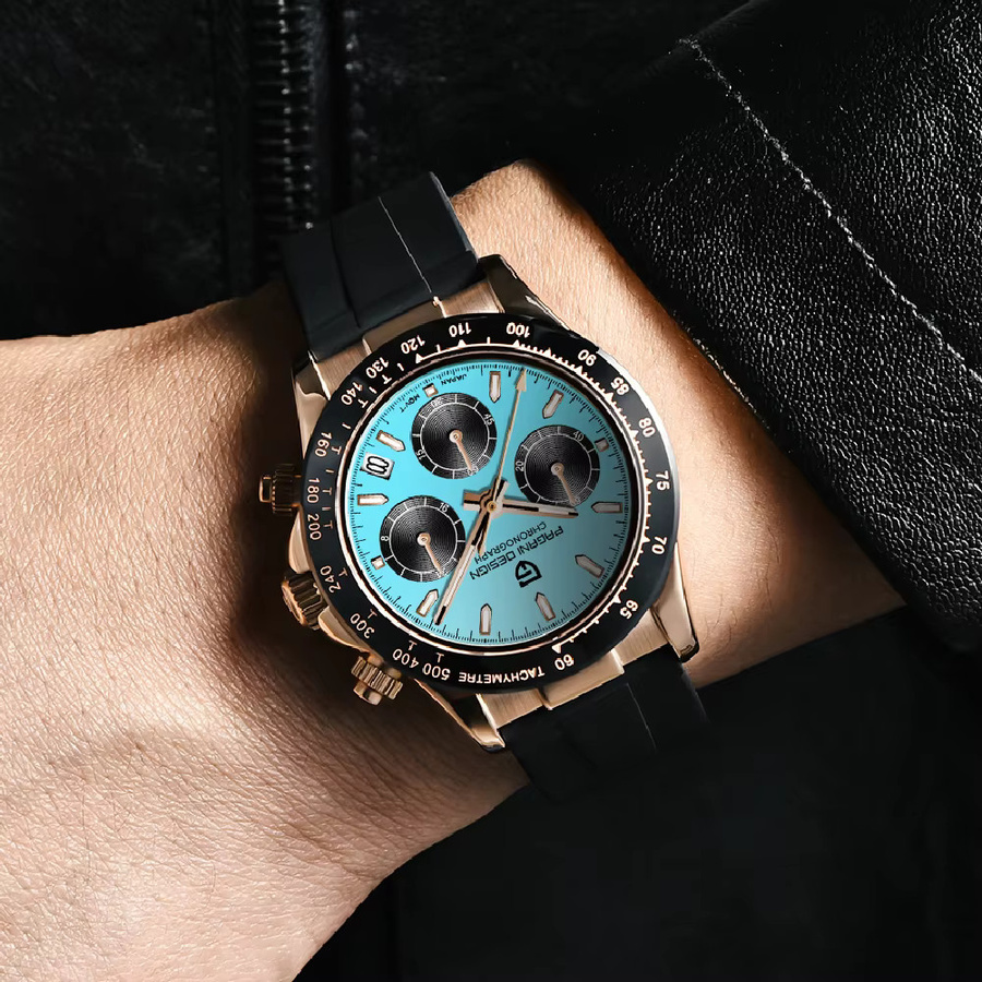 Pagani Design Armbanduhr, Chronograph, Quarz, Edelstahl, Blau, Herren - Bild 3