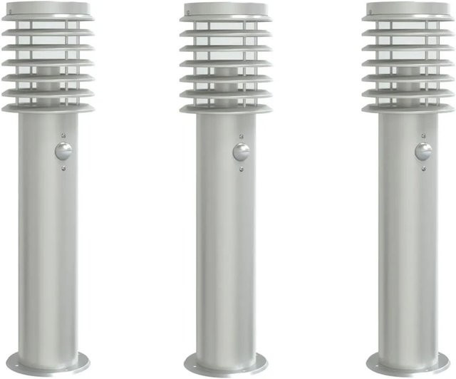 vidaXL Wegeleuchten mit Bewegungsmelder aus Edelstahl in Silber, 3er-Set, Höhe: 60 cm - Bild 1
