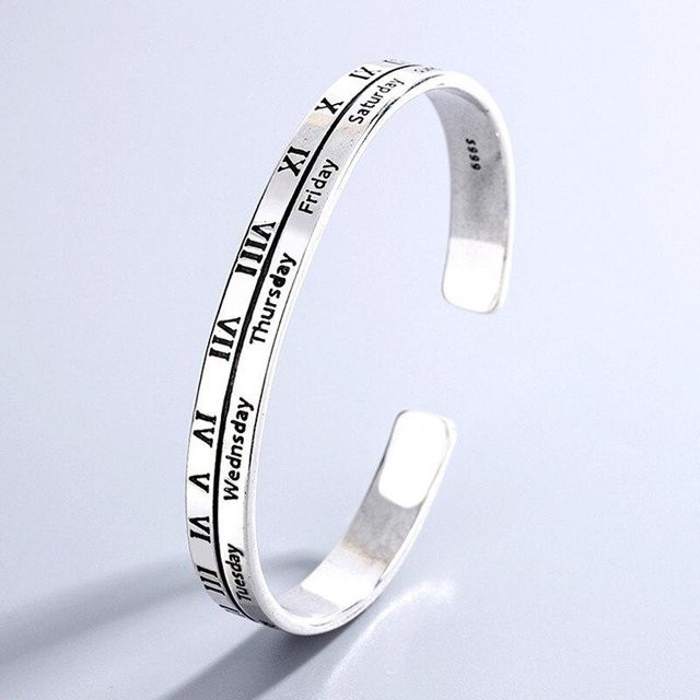 Armband 925 Sterling Silber, Römische Ziffern, Englisch Alphabet, Unisex - Bild 1