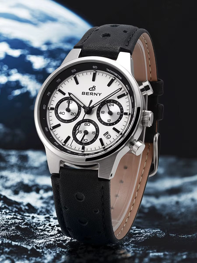 BERNY Chronograph, Quarz, Edelstahl, Saphirglas, Tachymeter, Herren - Bild 7