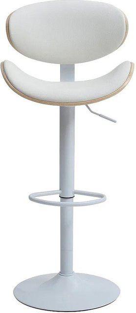 Barhocker Montenegro von Vente-unique in Naturfarben Hell und Weiß mit Metallgestell und Stoffbezug, Höhe: 49,5 cm - Bild 1