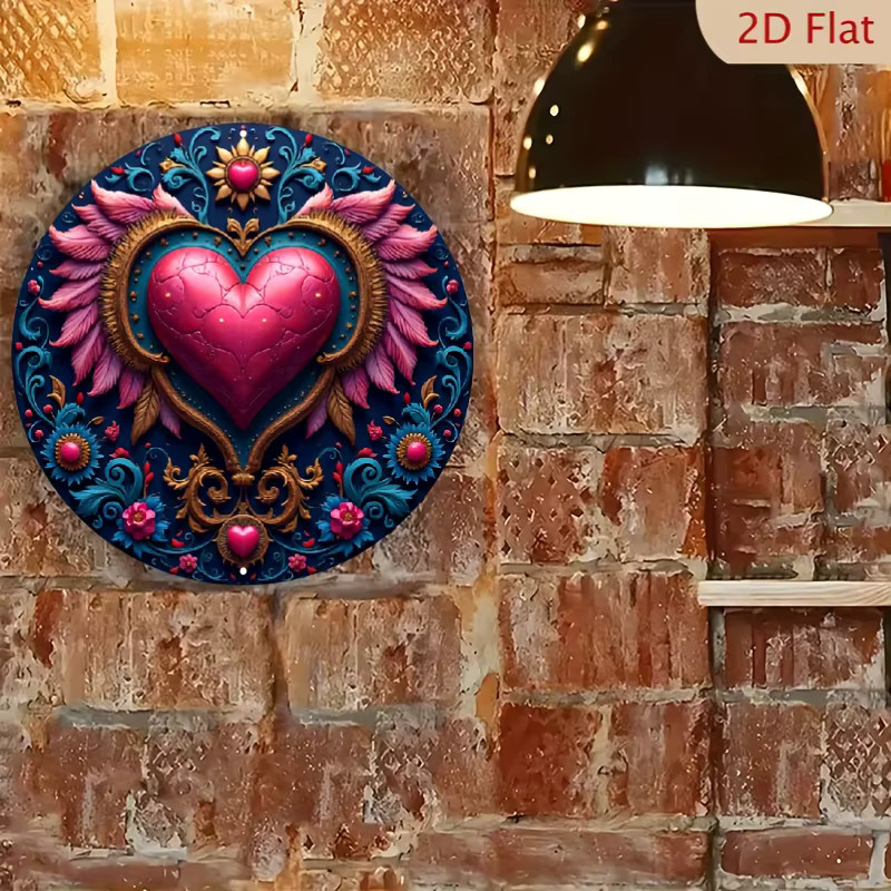 CIFBUY Vintage Wandkunst aus Metall mit Engelsflügeln und Herz in Multicolour als florale Dekoration für Innen- und Außenbereich - Bild 4