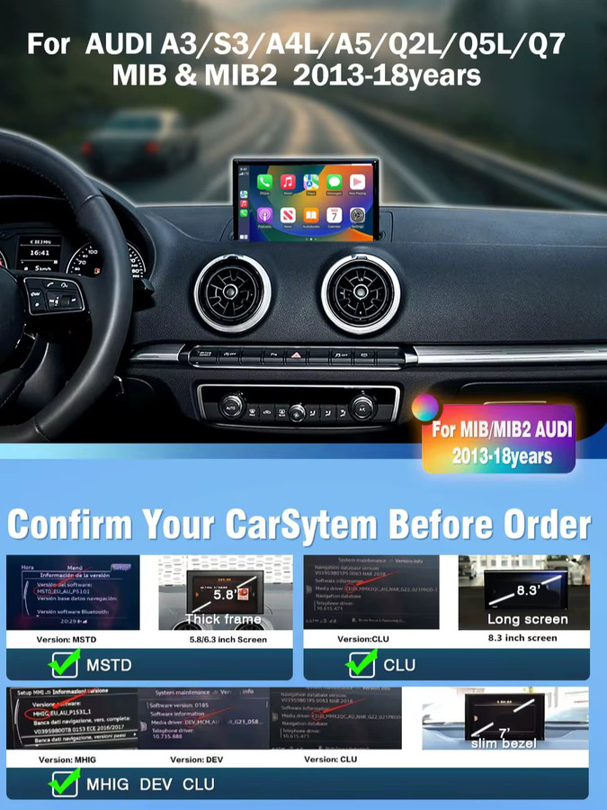 AUTOTOP Drahtlose CarPlay und Android Auto Konverter Box für Audi A3 8V Q2 2013-2018 MIB MIB2 mit MirrorLink, Rückfahrkamera, WIFI und GPS in Schwarz - Bild 7