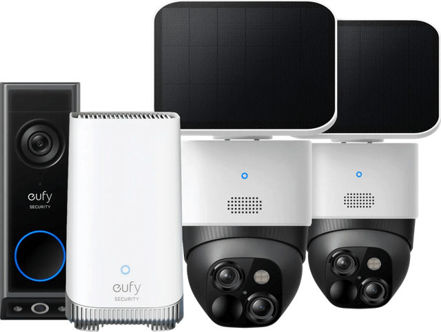 eufyCam SoloCam S340 Doppelpack mit HomeBase 3 und Video Doorbell E340 Sicherheitsset - Bild 1