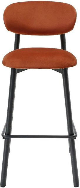 Vente-unique Barhocker Lakabi in Terracotta mit Samtbezug und schwarzem Metallgestell, Breite: 44 cm - Bild 1