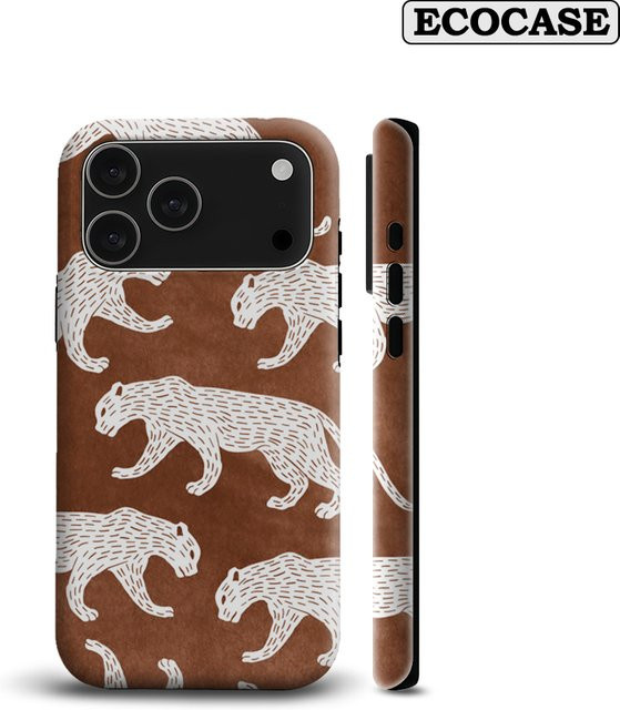Cocoa Line Panther-Print Handyhülle für iPhone 17 16 15 14 13 Pro Max Plus, Magnetische Einzel- und Doppelschicht-Hülle, Braun - Bild 1