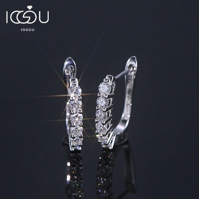 IOGOU Clip Ohrringe, 925 Sterling Silber, Moissanit, Damen - Bild 1