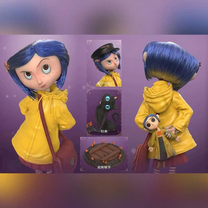 Bandai Coraline Jones Actionfigur, Gelber Regenmantel, Schwarze Katze, 20cm - Bild 2
