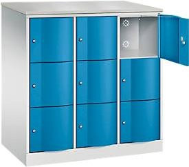 C+P Schließfachschrank Resisto mit 9 Fächern und 3 Abteilen, Stahl, Lichtgrau/Lichtblau, B/T/H: 114,8 x 64,0 x 125,5 cm - Bild 1