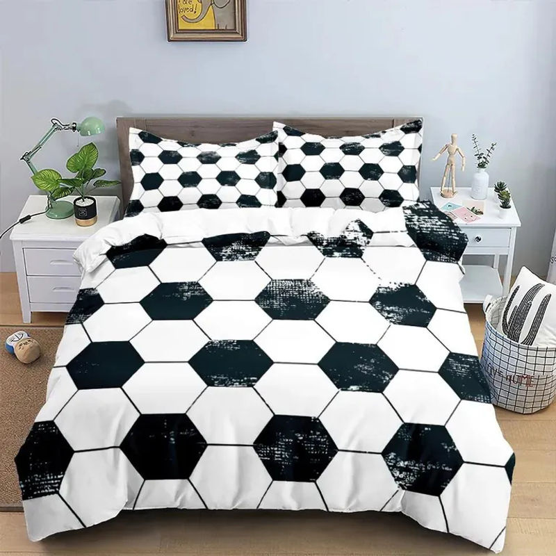 Fußball 3D Bettwäscheset von JMG Household Supplies mit Bettbezug und Kissenbezügen in Weiß, B/H: 200 x 230 cm - Bild 2