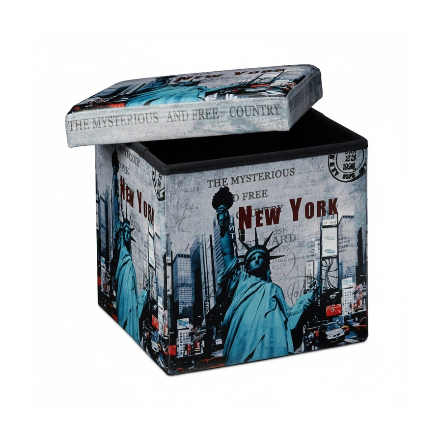 Relaxdays Sitzhocker New York aus Kunstleder mit Stauraum, faltbar, Multicolour, B/T/H: 38 x 38 x 38 cm - Bild 2