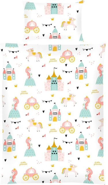Bestlivings Kinder Bettwäsche Prinzessin aus Baumwolle Renforce, B/T/H: 100 x 135 cm & 40 x 60 cm, Mehrfarbig - Bild 1