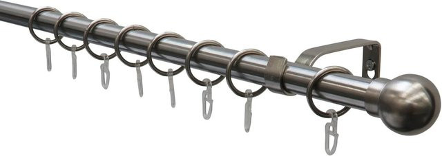 Gardinia Gardinenstangen-Set Kugel in Edelstahl-Optik, Farbe: Silber, Durchmesser: 19 mm, Länge: 220 cm - Bild 1