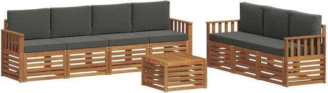 vidaXL Sofagarnitur 8-teilig aus Massivholz Akazie in Natur und Anthrazit mit modernem Latten-Design - Bild 1