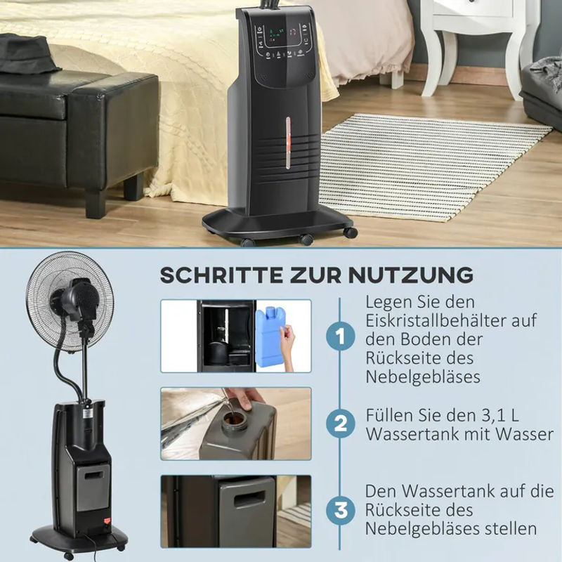 HOMCOM Ventilator in Schwarz mit Fernbedienung, Timer und Oszillation, B/H/L: 44,5 x 44,5 x 135 cm - Bild 2