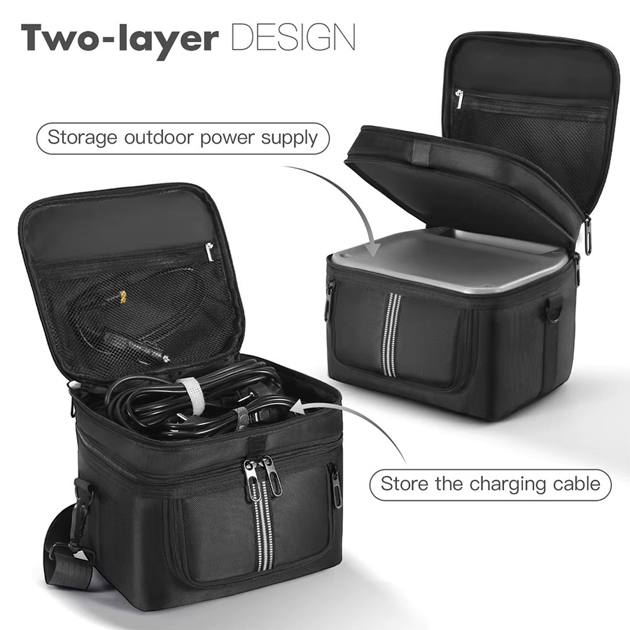 ALLOYSEED Tragetasche für EcoFlow River 2 Powerstation, wasserdichte Reisetasche mit Schutzhülle und Taschen, Schwarz - Bild 6