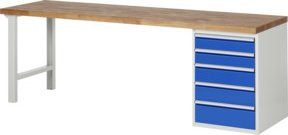Rau Werkbank 7513A1 mit 5 Schubladen in Multicolour, B: 250 cm, T: 70 cm, H: 89 cm - Bild 1