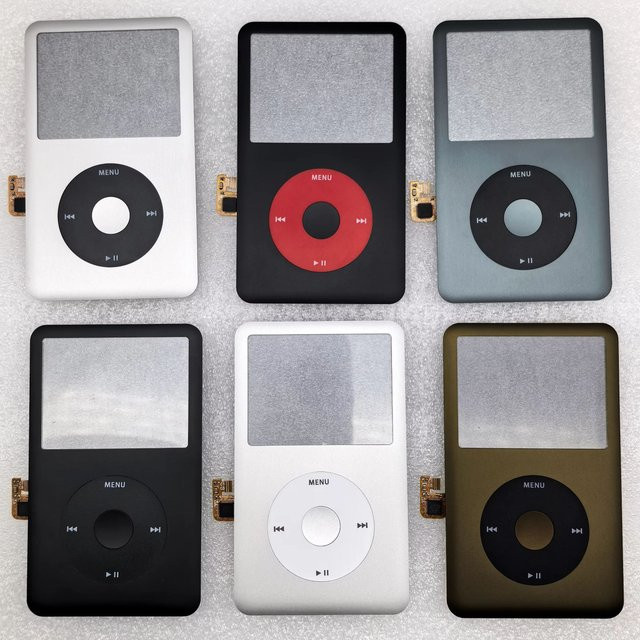 Apple Ersatz-Frontabdeckung aus galvanisiertem Metall mit Clickwheel und Tasten für iPod Classic 6. und 7. Generation (80GB, 120GB, 160GB) in Schwarz oder Silber - Bild 1