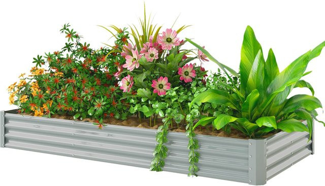 Outsunny Hochbeet aus verzinktem Stahl in Silber, B/H/L: 120 x 30 x 240 cm - Bild 1