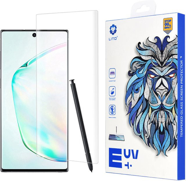 Lito Displayschutzfolie aus gehärtetem Glas mit UV-Kleber für Samsung Galaxy Note 10+ 5G (N976) und Note 10+ (N975), transparent, 3D - Bild 1