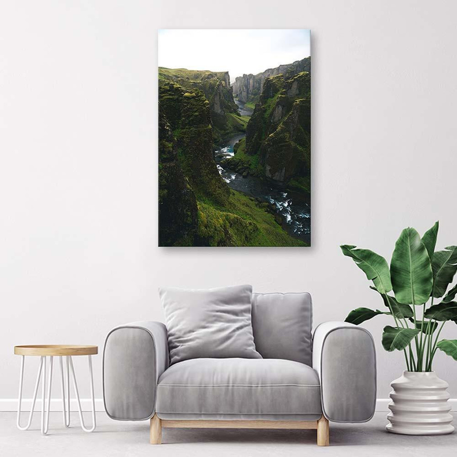 Leinwandbild Feeby Landschaft mit Bergen und grünem Wald, Farbe: Grün, B/H: 40 x 60 cm - Bild 2