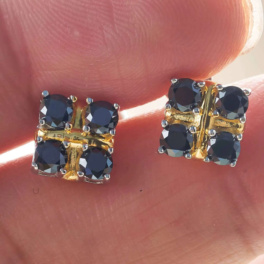 Ohrring Moissanite, Silber, Schwarz, Damen - Bild 2
