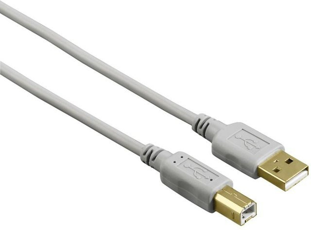 Hama USB 2.0 Kabel USB-A auf USB-A vergoldet grau, Länge: 1,5 m - Bild 1