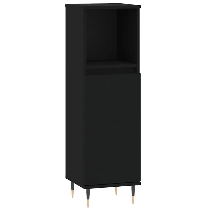 vidaXL Badschrank in Schwarz im industriellen Stil mit offenen Regalen und Türen, B/T/H: 30 x 30 x 100 cm - Bild 2