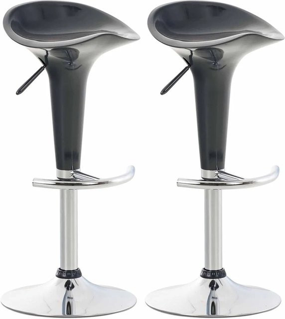 DELUKE 2er Set Barhocker CEKOT in Grau, höhenverstellbare Barstühle mit 360 Grad Drehsitz im Retro-Look, B/T/H: 37 x 37 x 87 cm - Bild 1