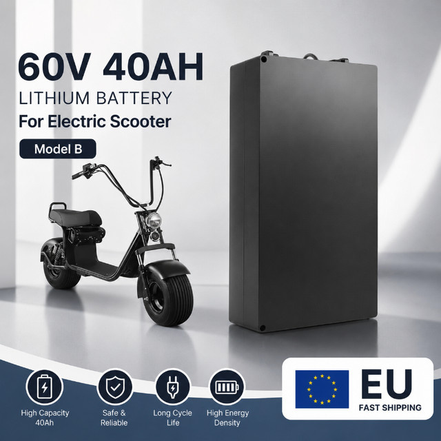 Lithium-Akkupack mit integriertem BMS für Citycoco Fat Tire Elektroroller 500W-2000W, 60V, Farbe: Schwarz, inklusive 67,2V 2A Ladegerät - Bild 1