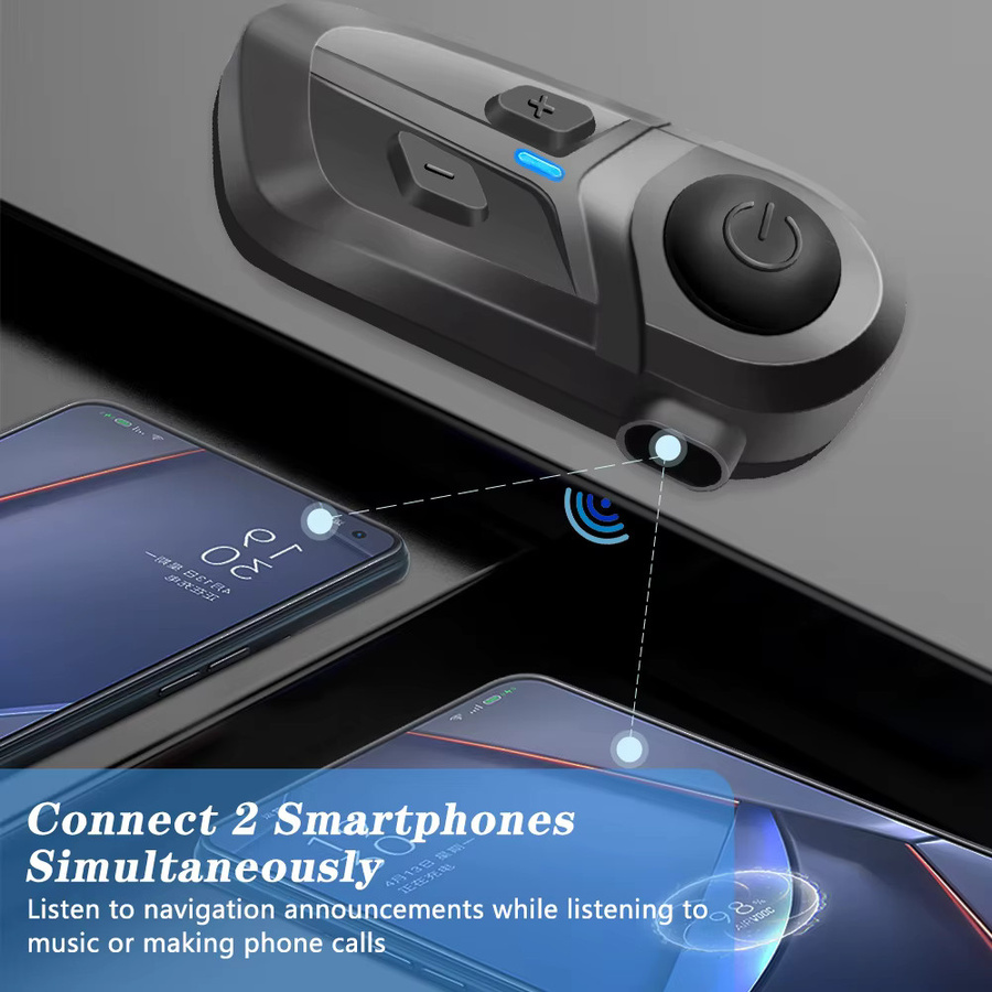 KIHOUS Bluetooth Motorrad Helm Headset Wasserdicht mit Freisprecheinrichtung und Musikplayer in Schwarz - Bild 5