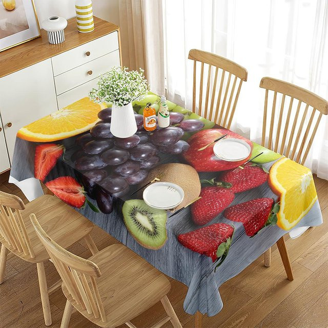 Rechteckige Tischdecke von JMG Household Supplies mit 3D Obst-Design in Multicolour, fleckenabweisend und modern, B/T: 70 x 70 cm - Bild 1