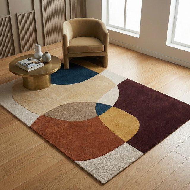 Wollteppich AIRE von Kadima Design abstrakt in Lila-Multicolor B/T/H: 200 x 290 x 1,2 cm - Bild 1