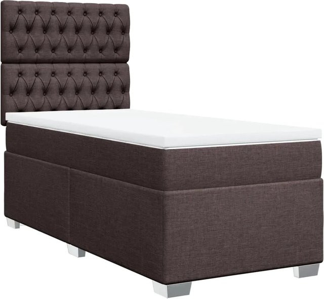 vidaXL Boxspringbett mit Matratze Dunkelbraun B/T: 90 x 200 cm Hybrid-Design mit Taschenfederkern - Bild 1