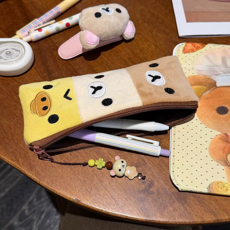 Rilakkuma Federmäppchen für Kinder und Mädchen, Nettes Cartoon Bär Stiftebeutel aus Textil, Mehrfarbig - Bild 5