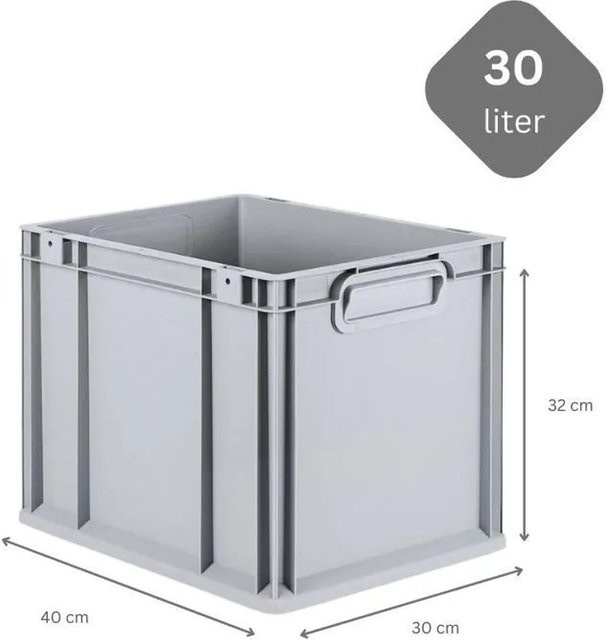 PROREGAL SuperSparSet 10x Eurobox NextGen Grip mit Scharnierdeckel und grünen Schiebeschnappverschlüssen, Grau, H x B x T: 32 x 30 x 40 cm - Bild 1