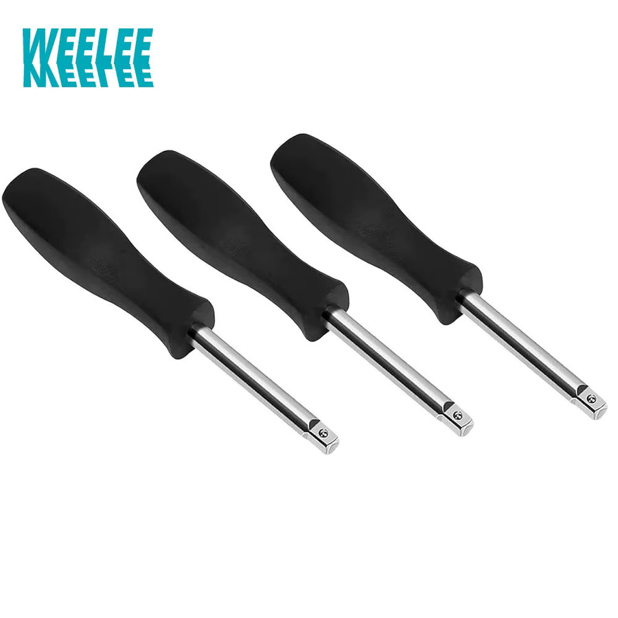 WEELEE Dual-Purpose 1/4 Zoll Verbindungsgriff mit 6,3 mm Bodenloch-Verbindung, Ratschenschlüssel und Schieber in Schwarz-Silber - Bild 2
